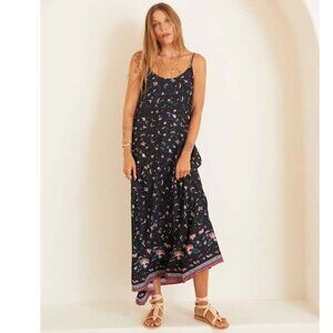 💕NATALIE MARTIN💕 Heather Silk Maxi Slip Dress ~ Lotus Print Nero Medium M NWT